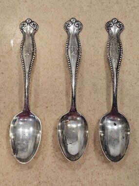 RARE 3 ANTIQUE STERLING SILVER SPOON HALLMARK